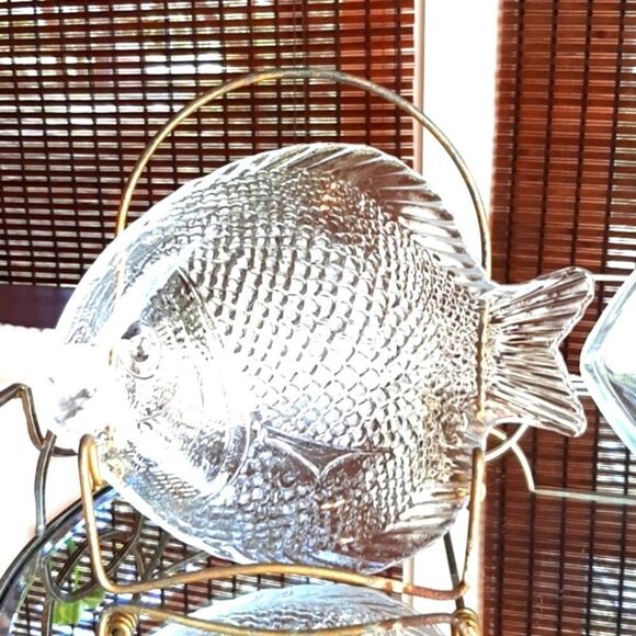 FISH & Seafood Serving 2 Trays  Glass Vintage  Not 4‎ Oven - Picture 6 of 9